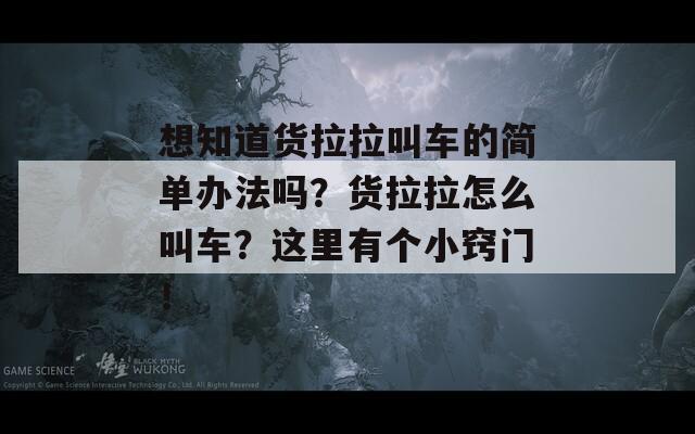 想知道货拉拉叫车的简单办法吗？货拉拉怎么叫车？这里有个小窍门！