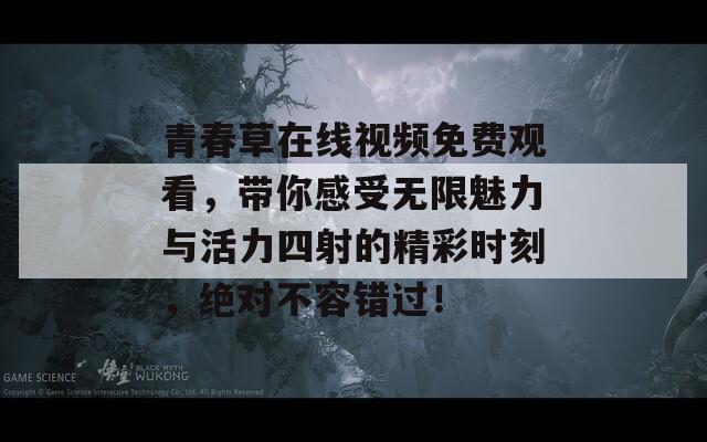 青春草在线视频免费观看，带你感受无限魅力与活力四射的精彩时刻，绝对不容错过！