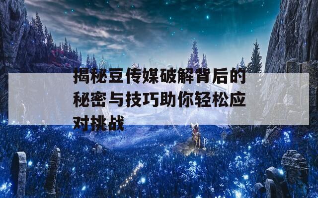 揭秘豆传媒破解背后的秘密与技巧助你轻松应对挑战