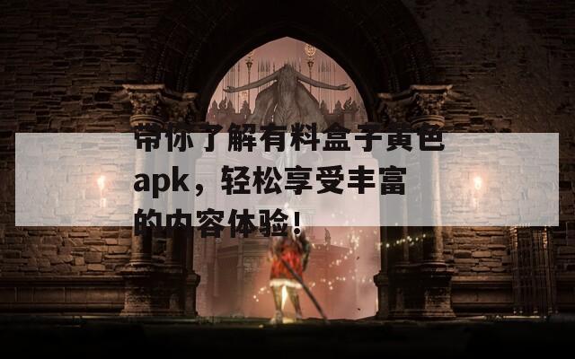 带你了解有料盒子黄色apk，轻松享受丰富的内容体验！