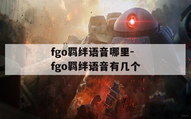 fgo羁绊语音哪里-fgo羁绊语音有几个