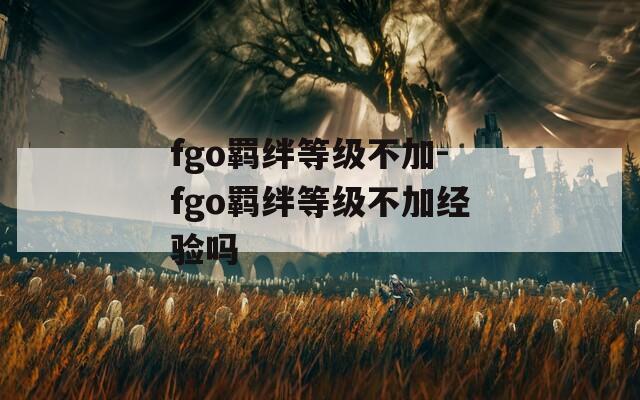 fgo羁绊等级不加-fgo羁绊等级不加经验吗