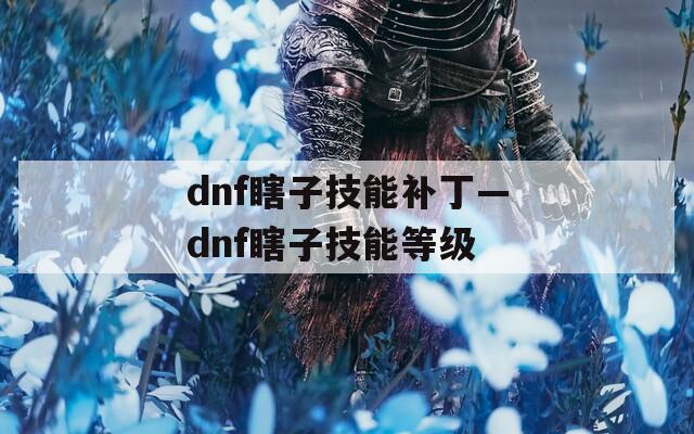 dnf瞎子技能补丁—dnf瞎子技能等级